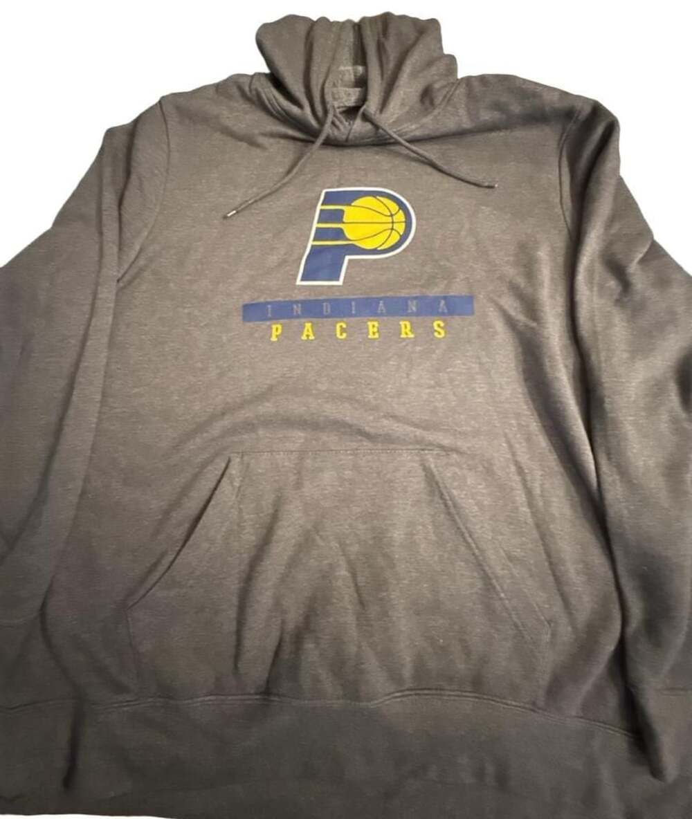 NBA Indiana Pacers Hoodie Size 2XL Heather Gray Pullover Sweatshirt
